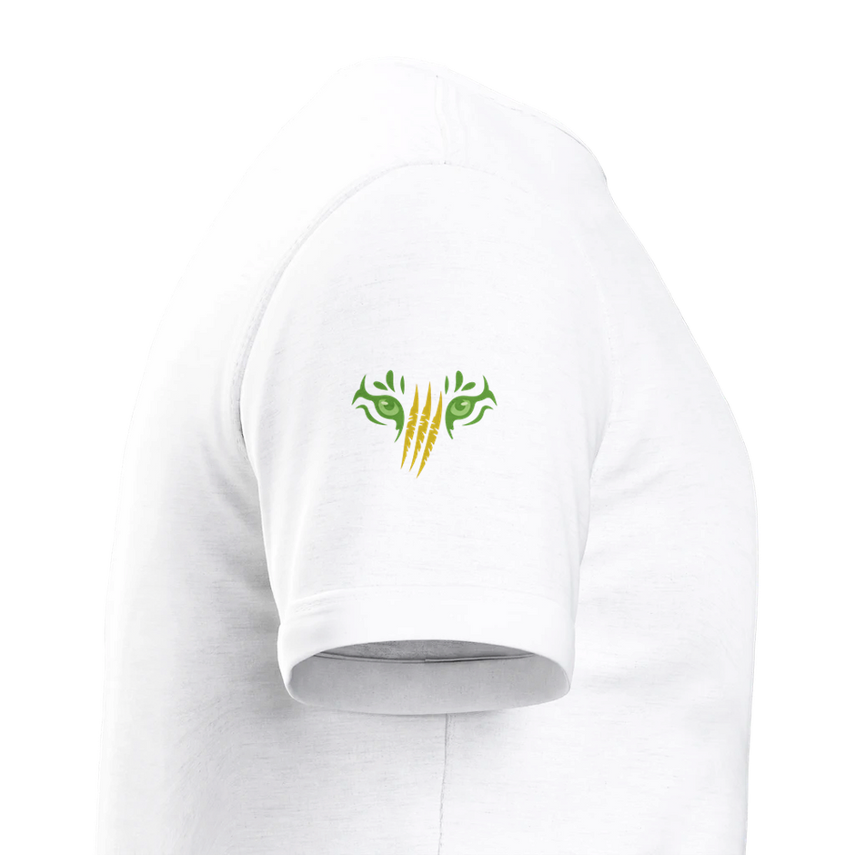Snowtigz. Brand Logo auf dem rechten Ärmel. T-Shirt mit Backprint.