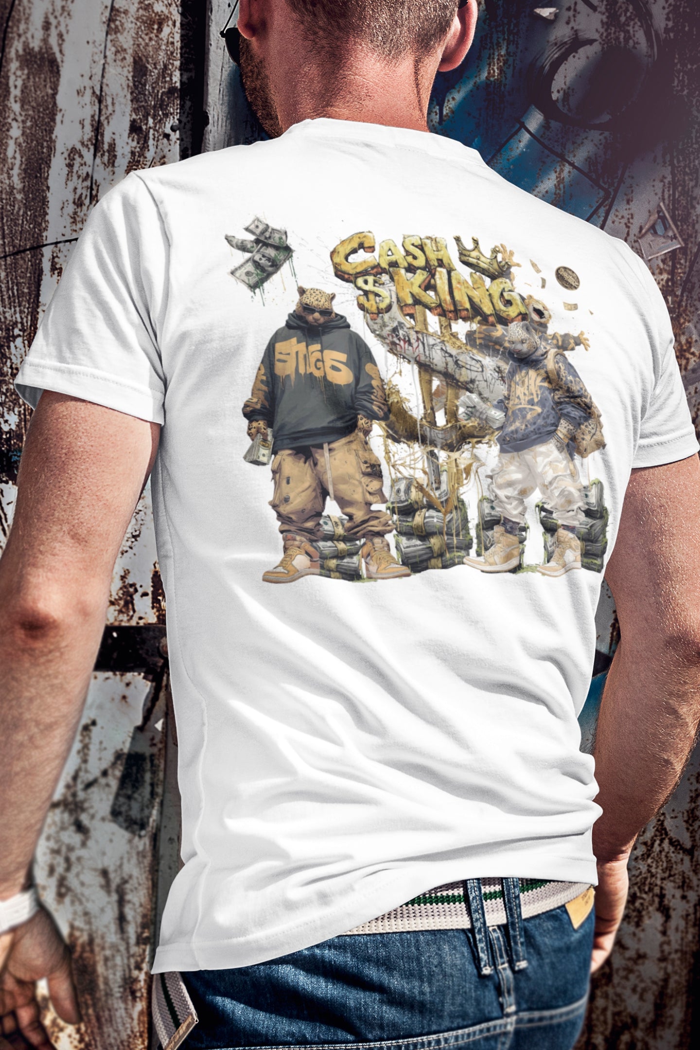 Snowtigz Streetwear Shirt mit Leoparden und Geldbündeln