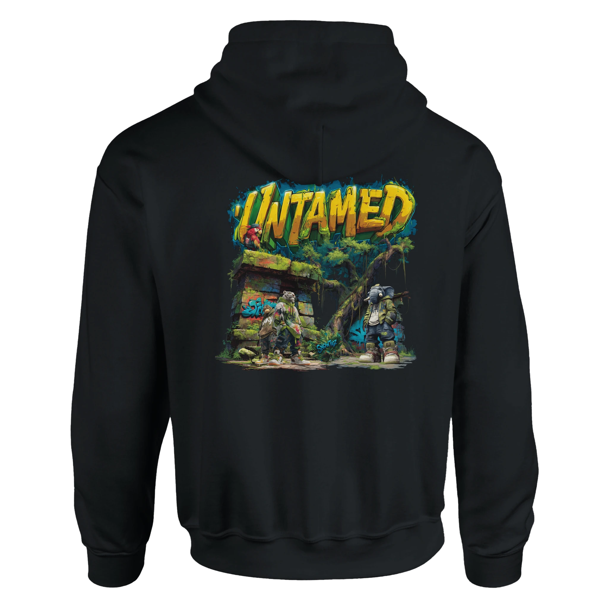 Herren Hoodie Untamed mit Graffiti-Tieren im Streetwear Style