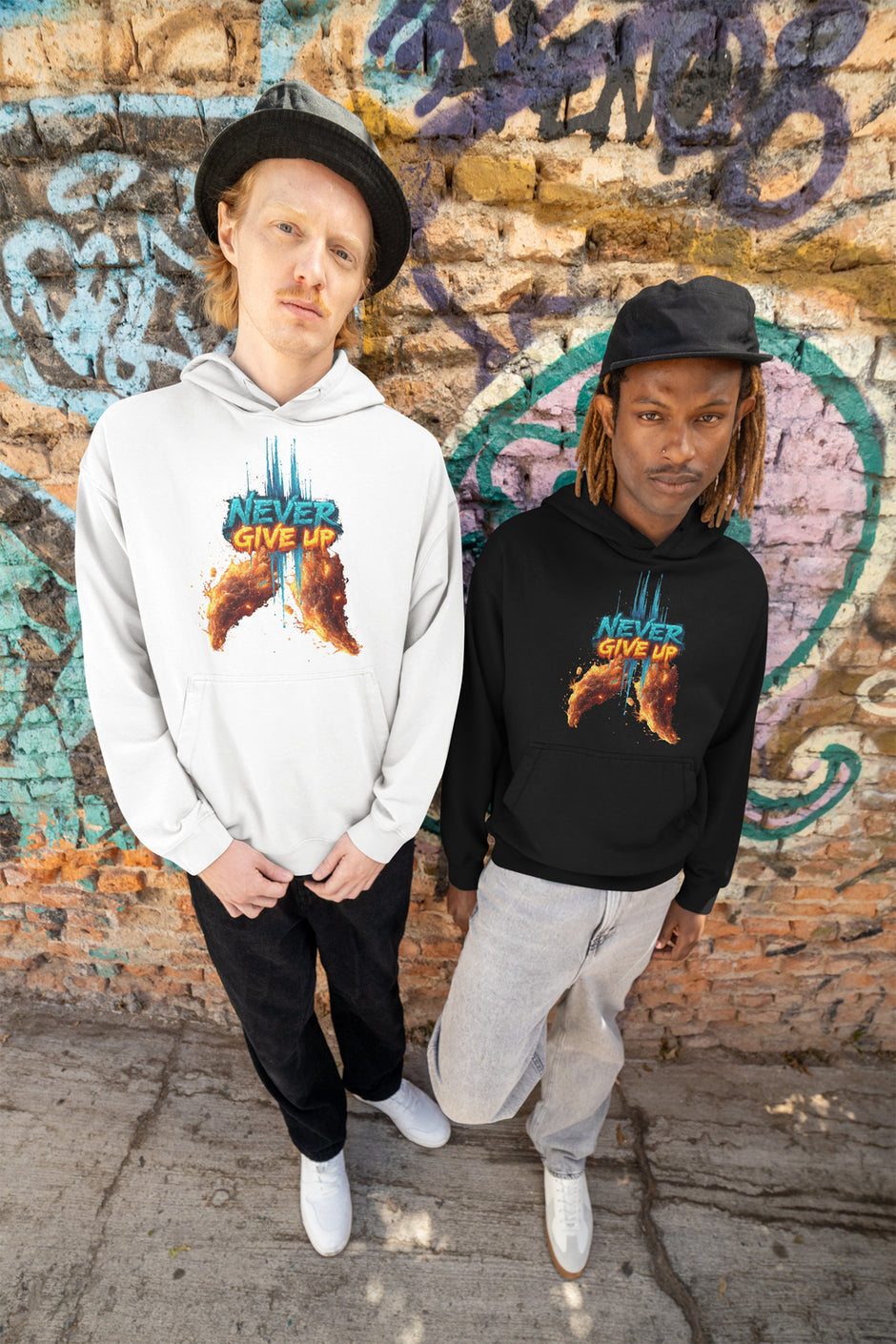 Herren Hoodie Snowtigz Never Give Up Urban Ice Specials Frontprint