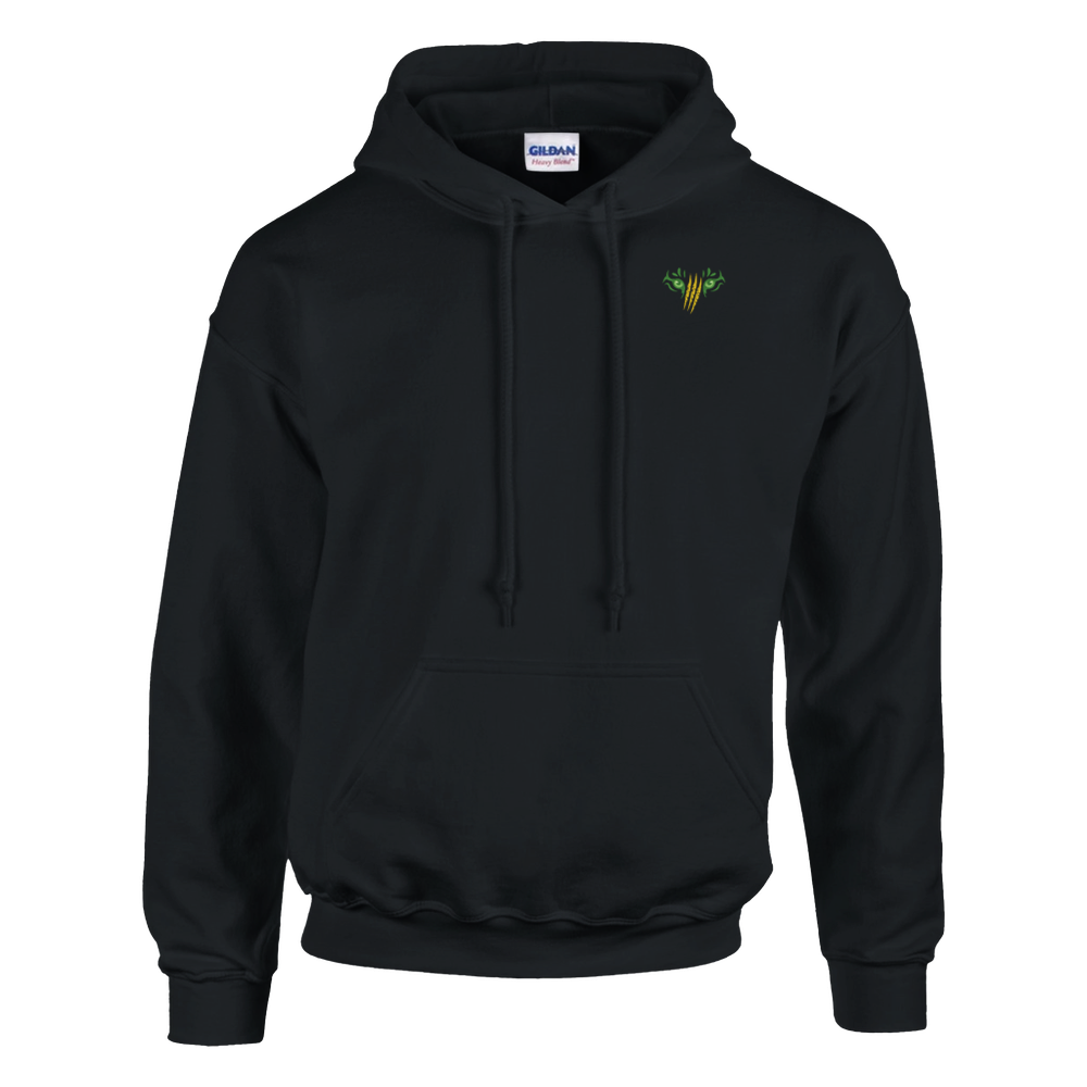 Snowtigz Brand auf der Vorderseite vom schwarzen hoodie.