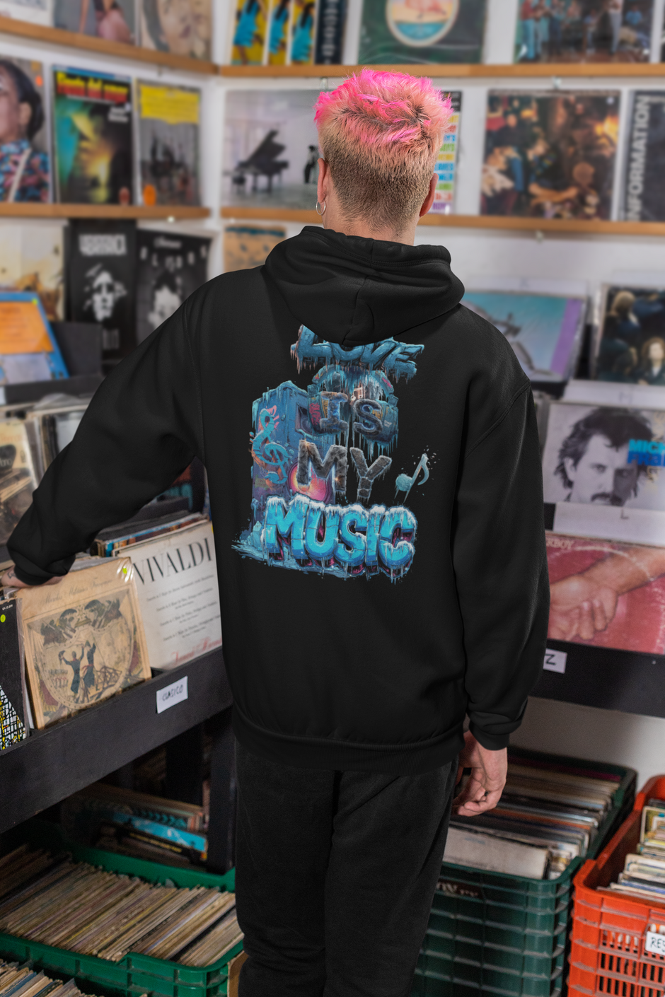 Snowtigz Hoodie mit Graffiti Speaker und Noten