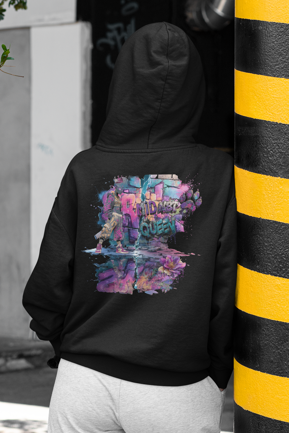 Urban Damen Hoodie Midn8t Queen mit Graffiti Panther Design