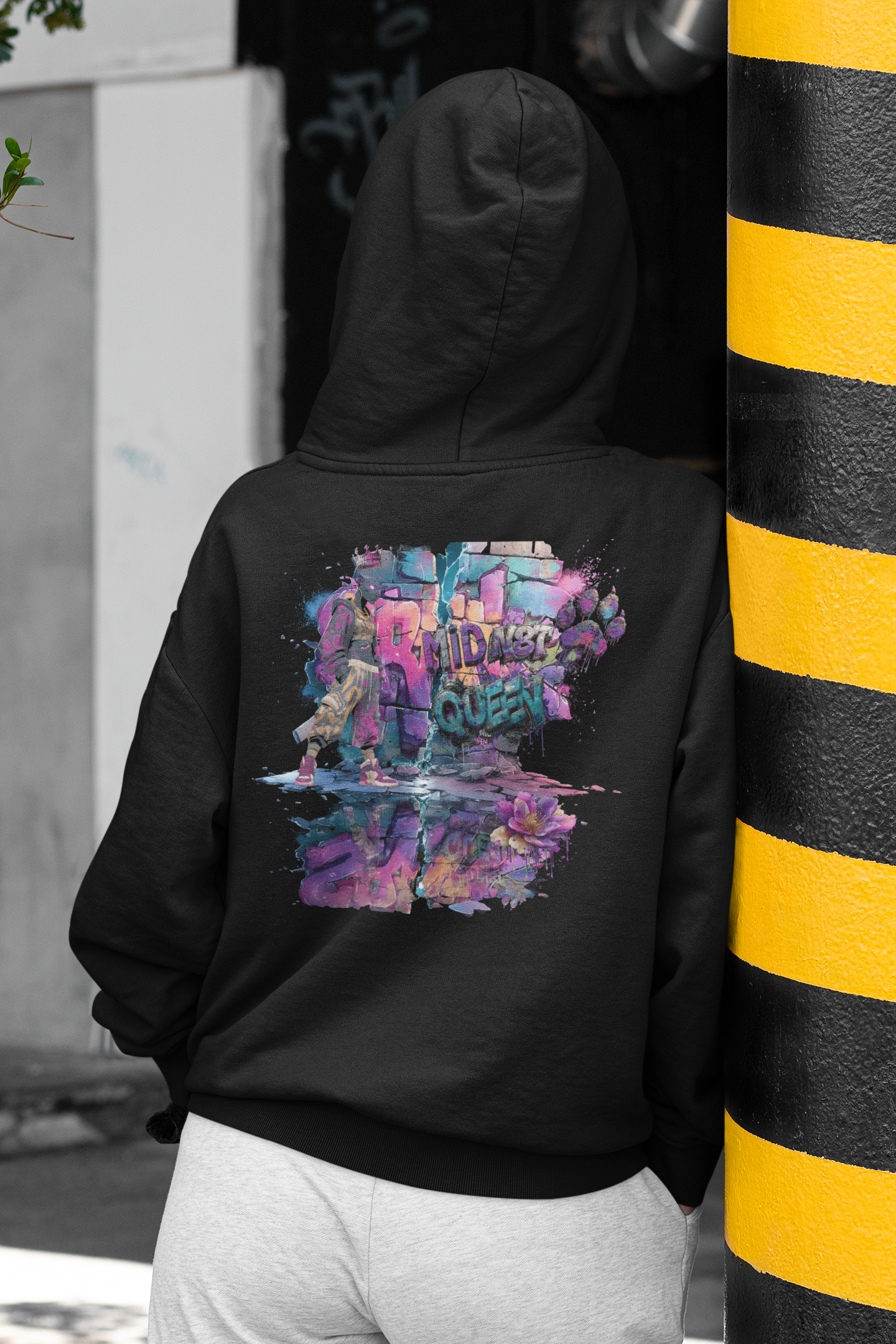 Urban Damen Hoodie Midn8t Queen mit Graffiti Panther Design