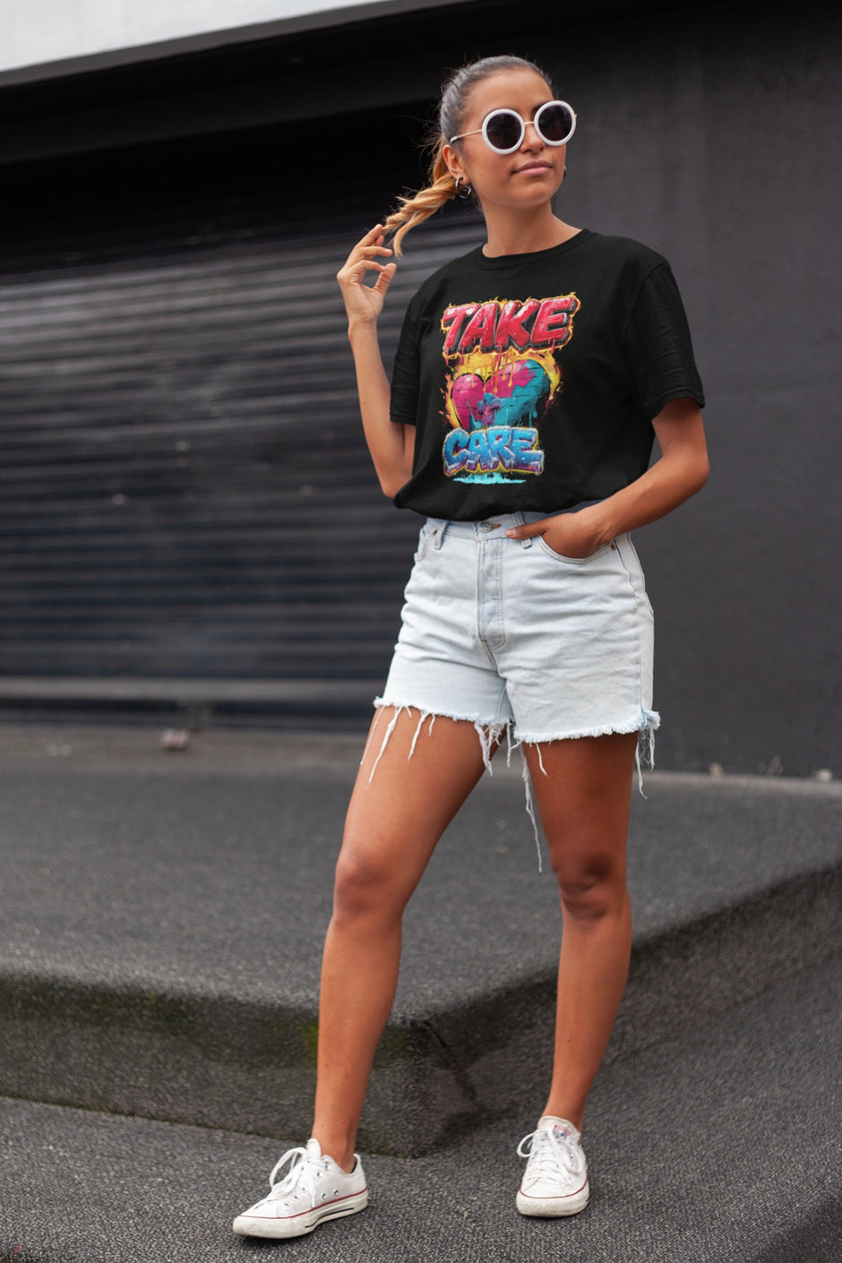 Snowtigz Take Care Shirt mit Herz und Frost-Effekt