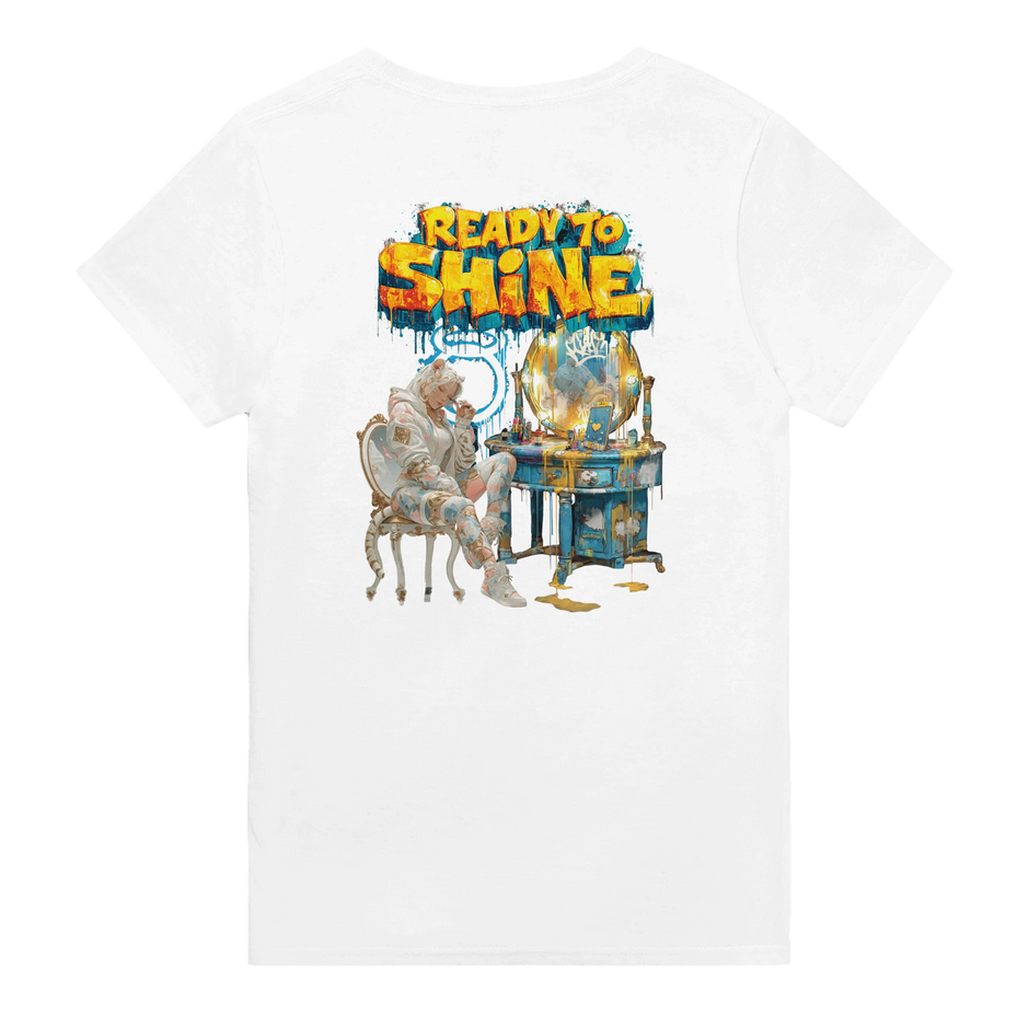 Urban Glamour T-Shirt mit Tigerin und Schminktisch-Design