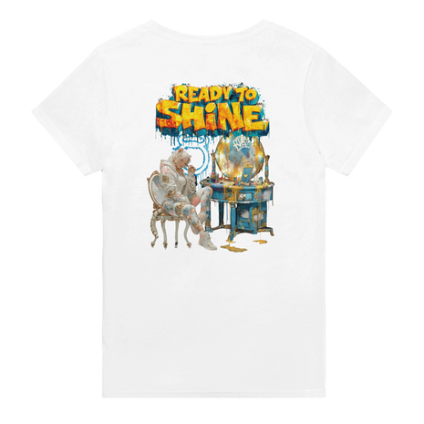 Urban Glamour T-Shirt mit Tigerin und Schminktisch-Design