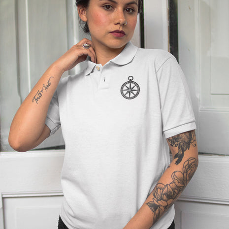 Damen Poloshirt Snowtigz mit Kompass-Stickerei auf der Vorderseite
