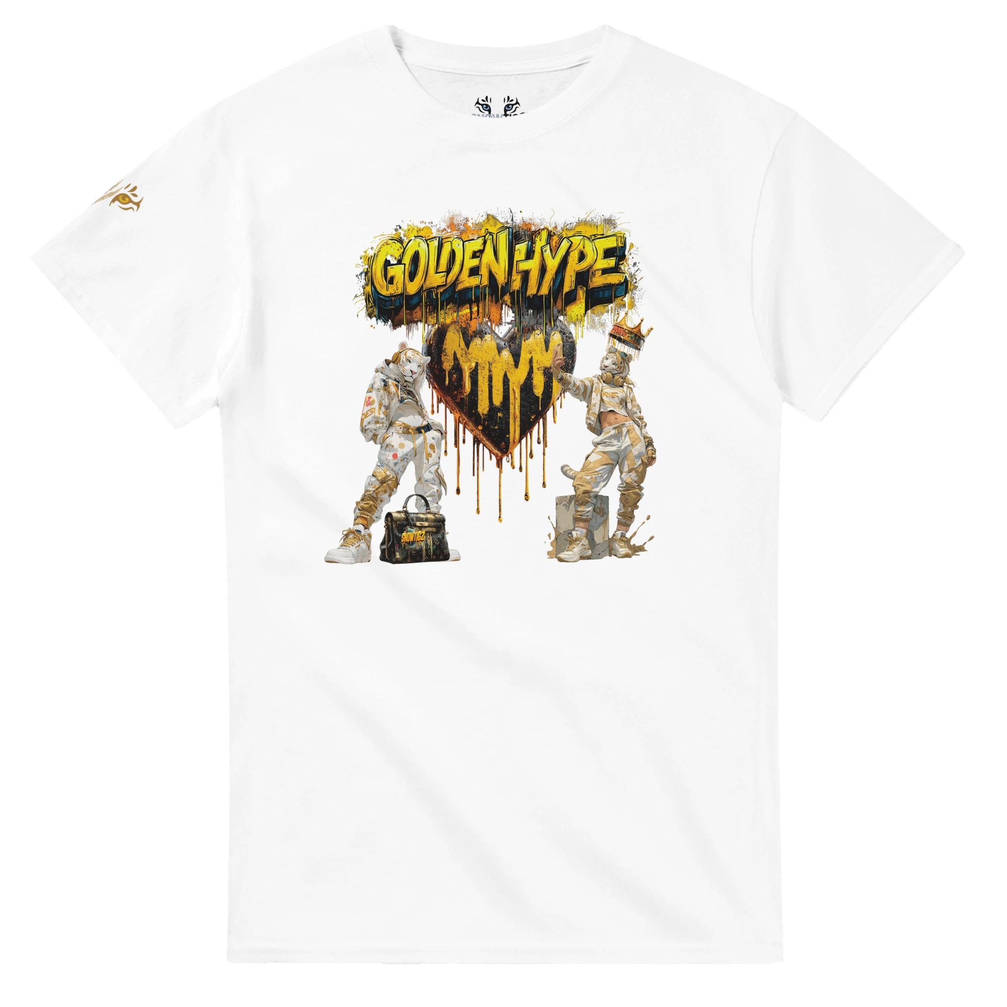 Damen Frontprint Shirt Snowtigz Golden Hype mit Tigerinnen Motiv
