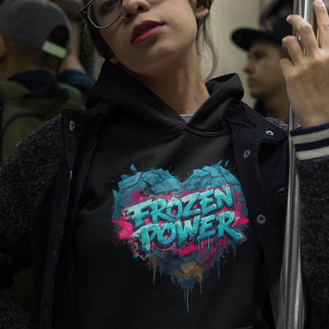 Damen Hoodie Snowtigz Frozen Power mit Eis Herz Frontprint