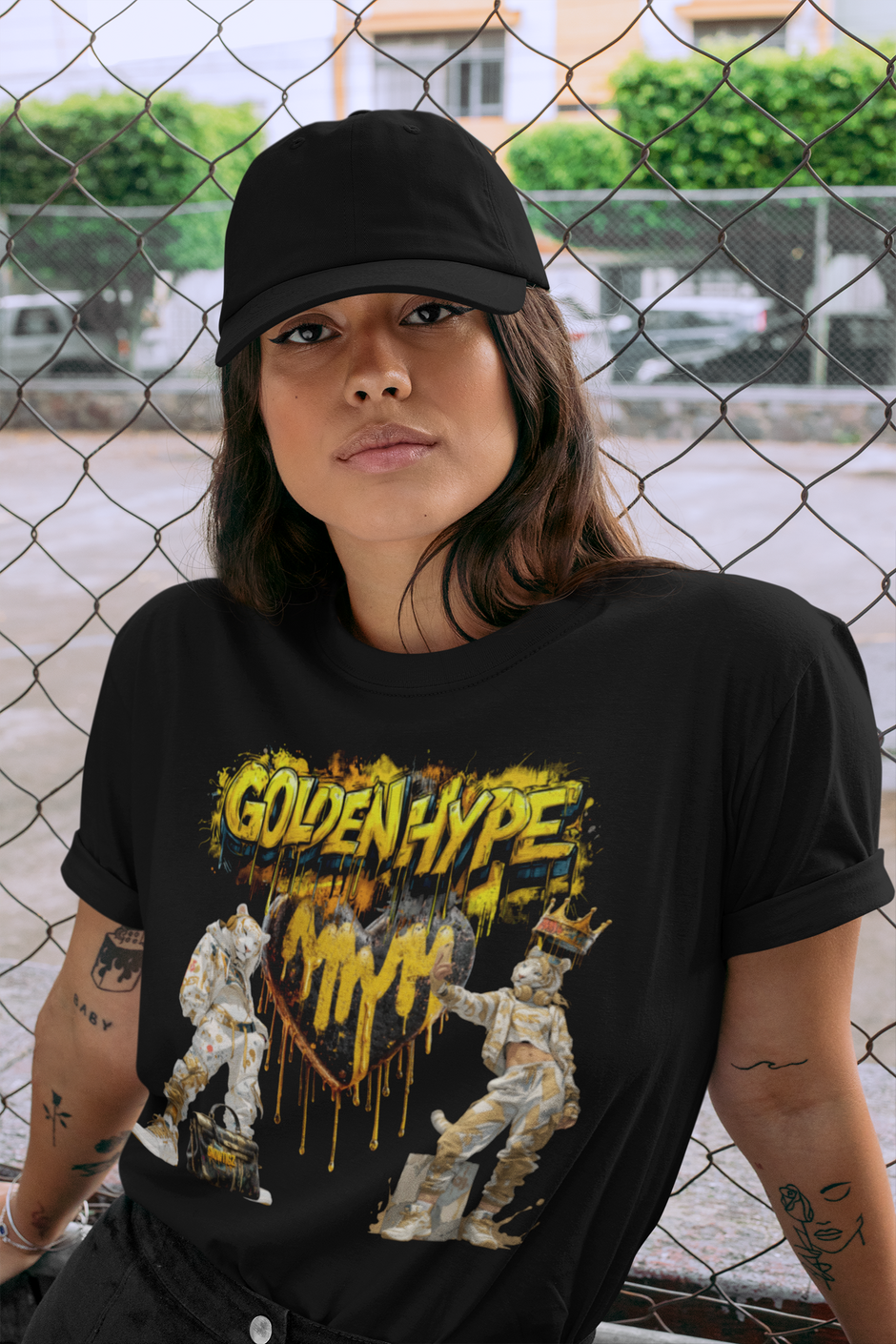 Damen T-Shirt Snowtigz Golden Hype mit Frontprint Gold Drip