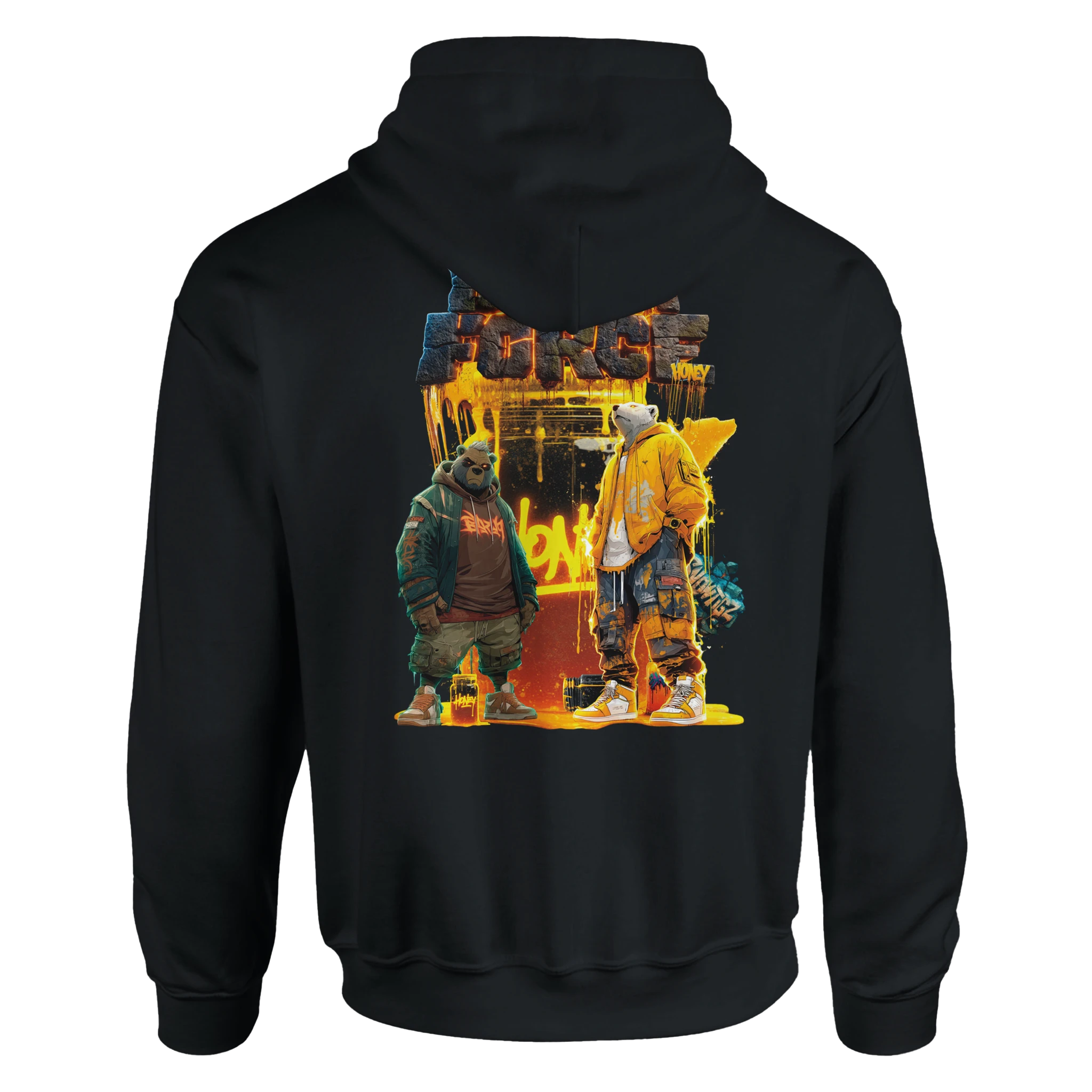 Herren Hoodie Bear Force Streetwear Snowtigz Graffiti Style