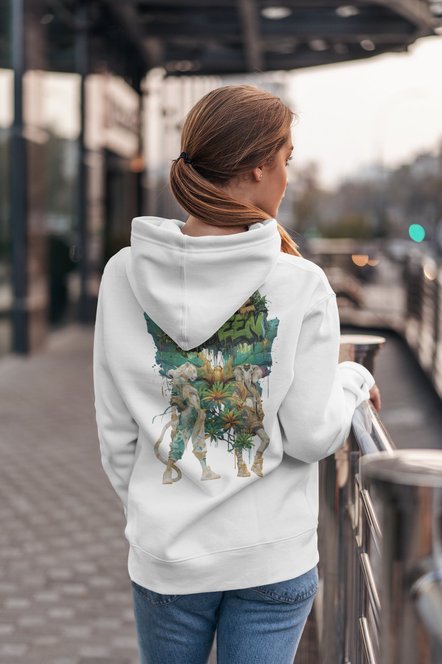 Damen Hoodie Snowtigz Jungle Queen mit tropischem Backprint