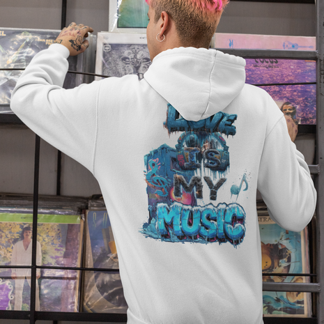 Snowtigz Herren Hoodie Backprint „Love is my Music“