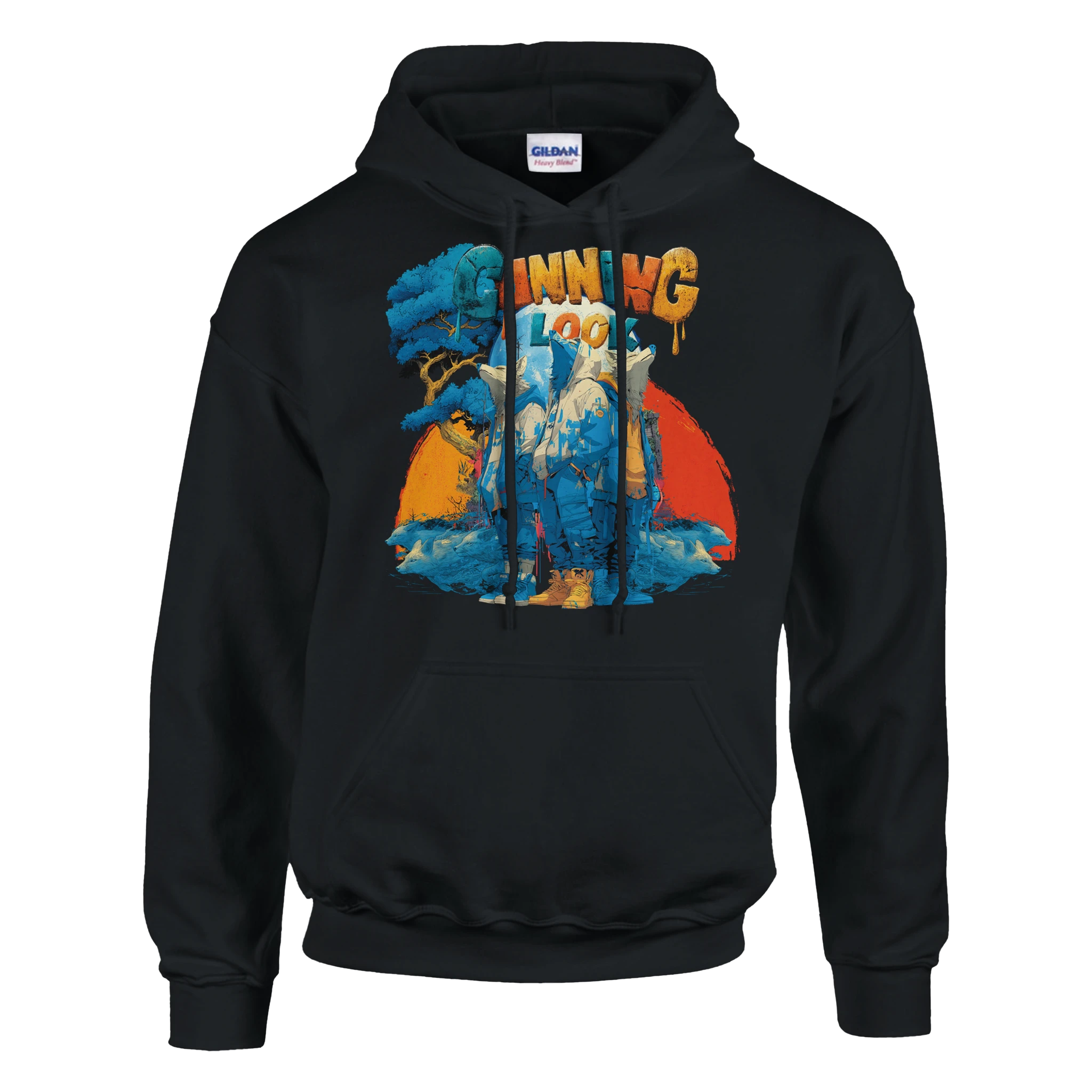 Wildlife Extended Herren Hoodie mit Graffiti-Elementen