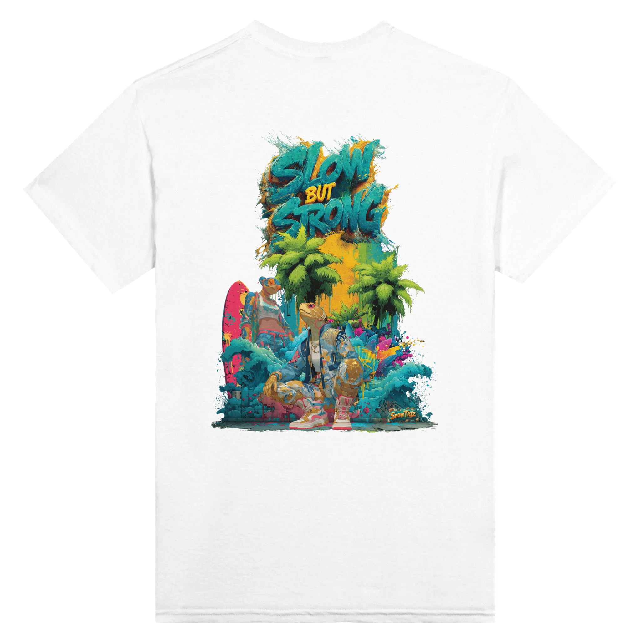 Damen Urban Shirt Snowtigz Slow but Strong Surf Graffiti Print