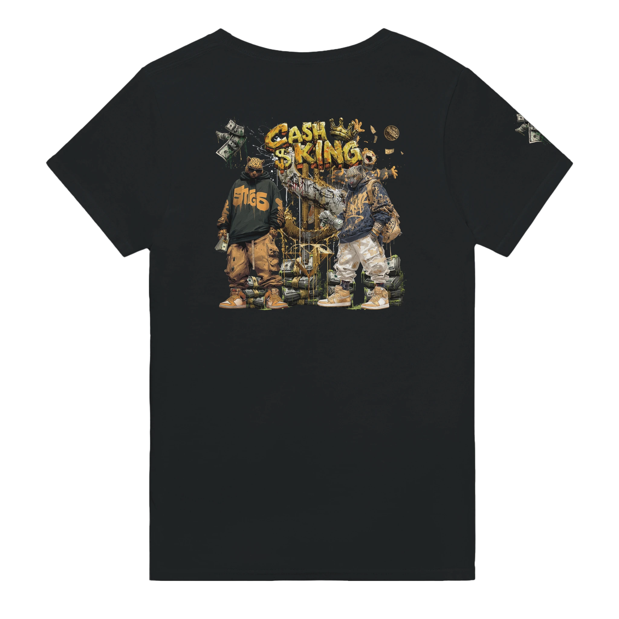 Urban Streetwear Shirt mit Leopard und Dollar-Motiv