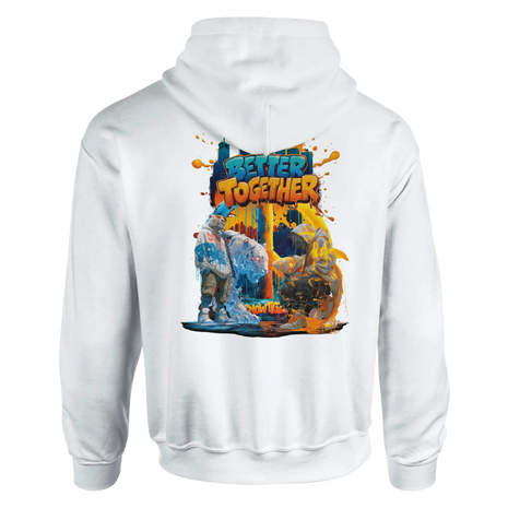 Urban Hoodie mit weißem Tiger und Skyline Graffiti