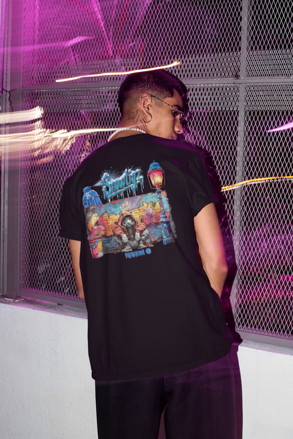 Snowtigz Streetstyle Herren T-Shirt mit großem Graffiti Backprint