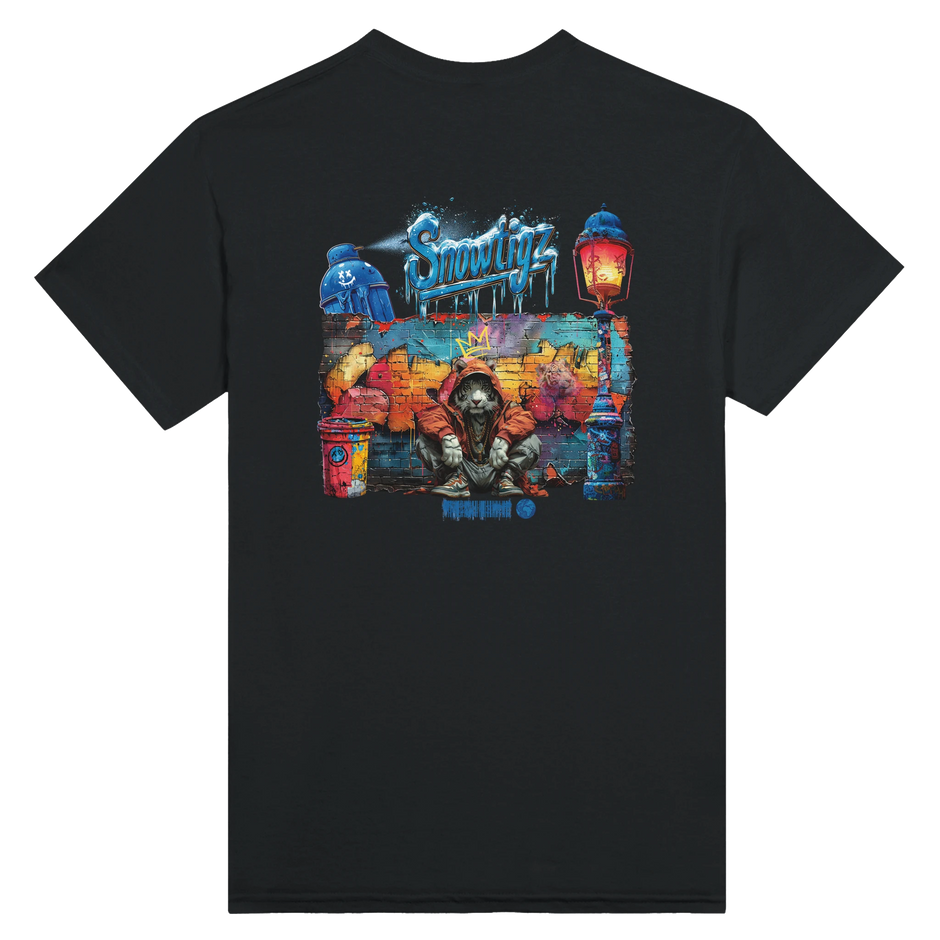 Detailaufnahme Herren T-Shirt Streetstyle Graffiti Wandmotiv