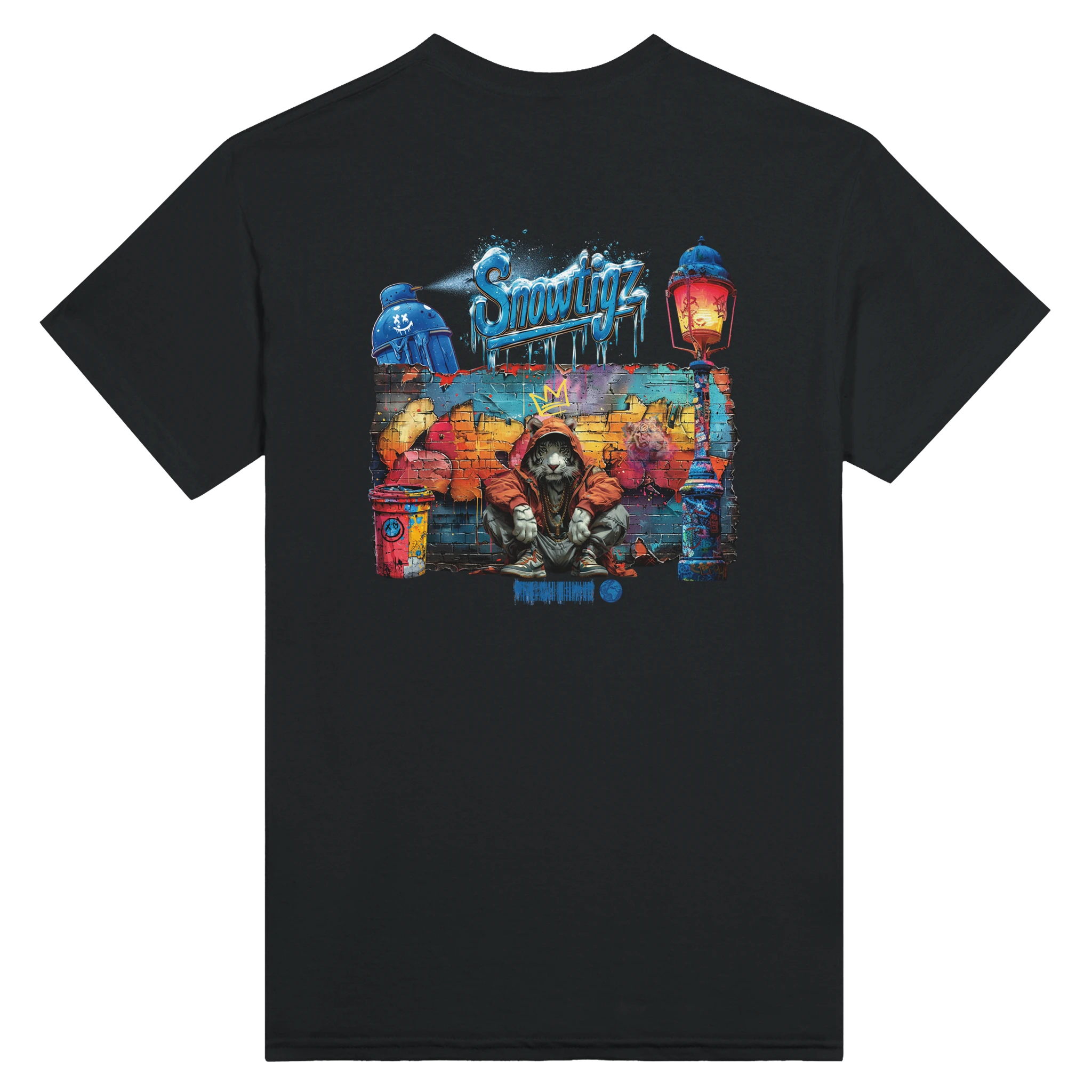 Detailaufnahme Herren T-Shirt Streetstyle Graffiti Wandmotiv