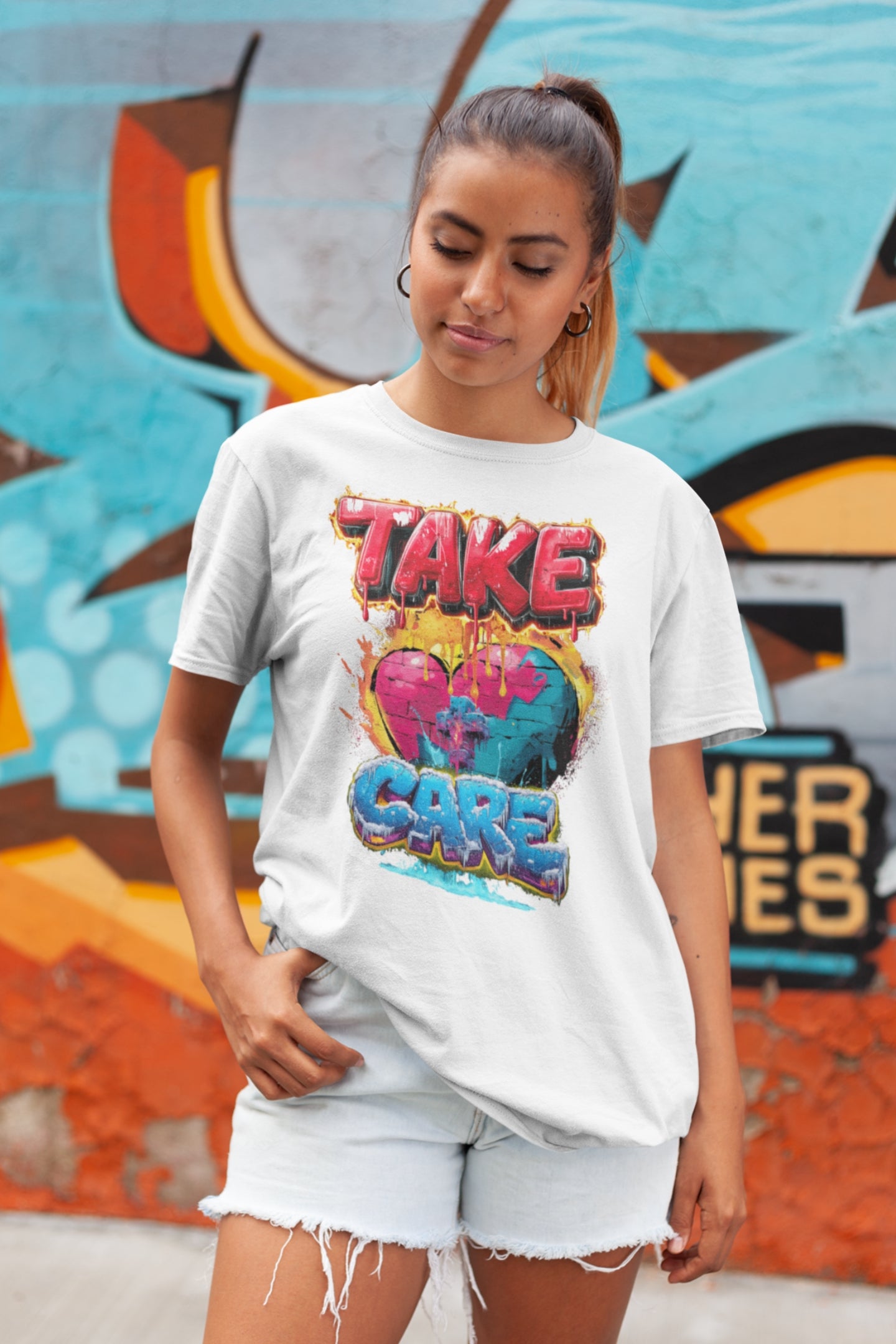 Snowtigz Damen T-Shirt Frontprint „Take Care“