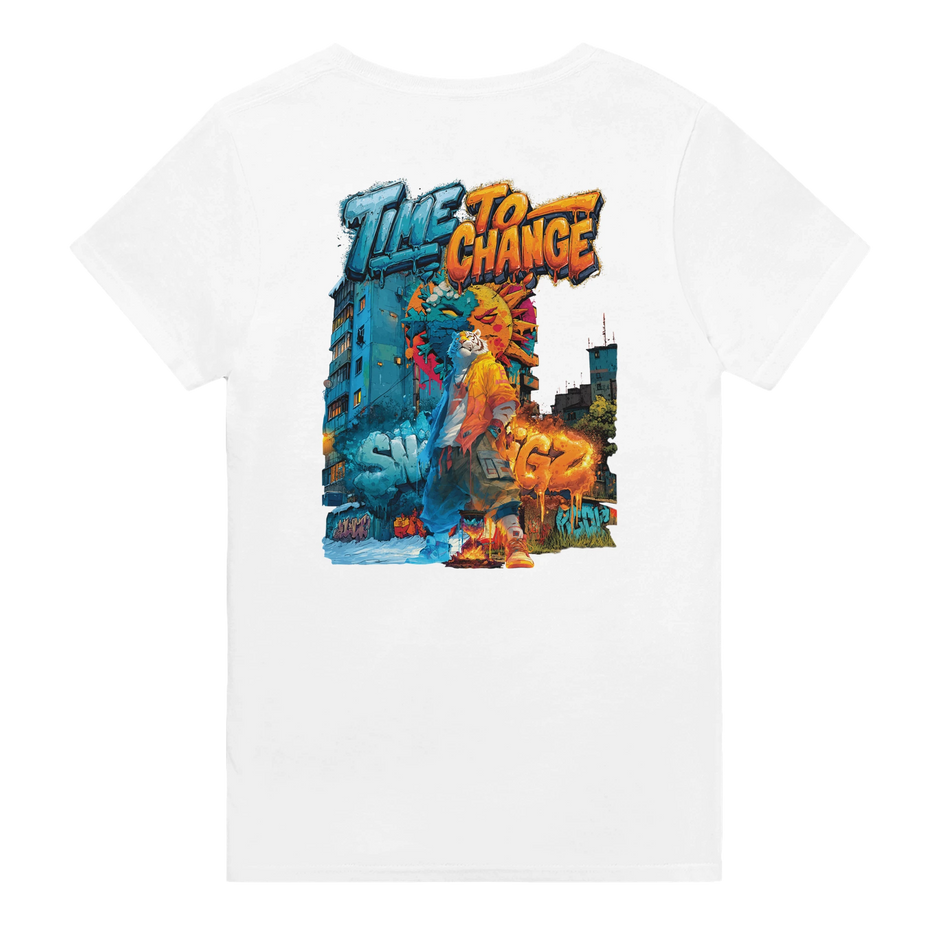 Urban Streetwear Shirt mit Tiger, Skyline und Graffiti