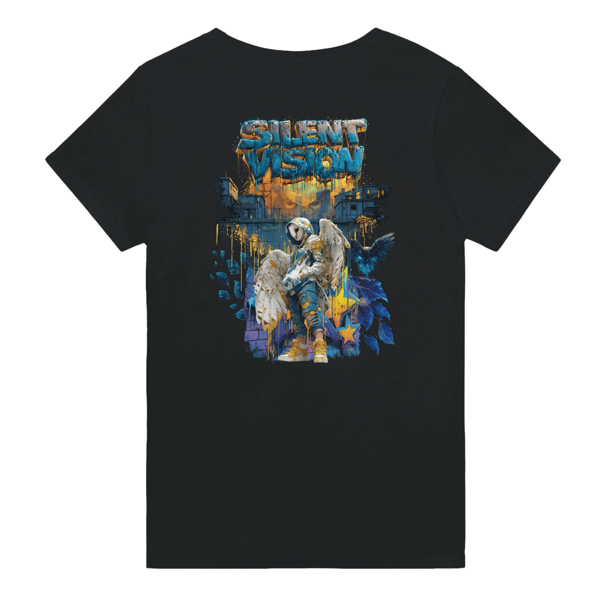 Urban Damen Shirt mit Eule und Graffiti Backprint