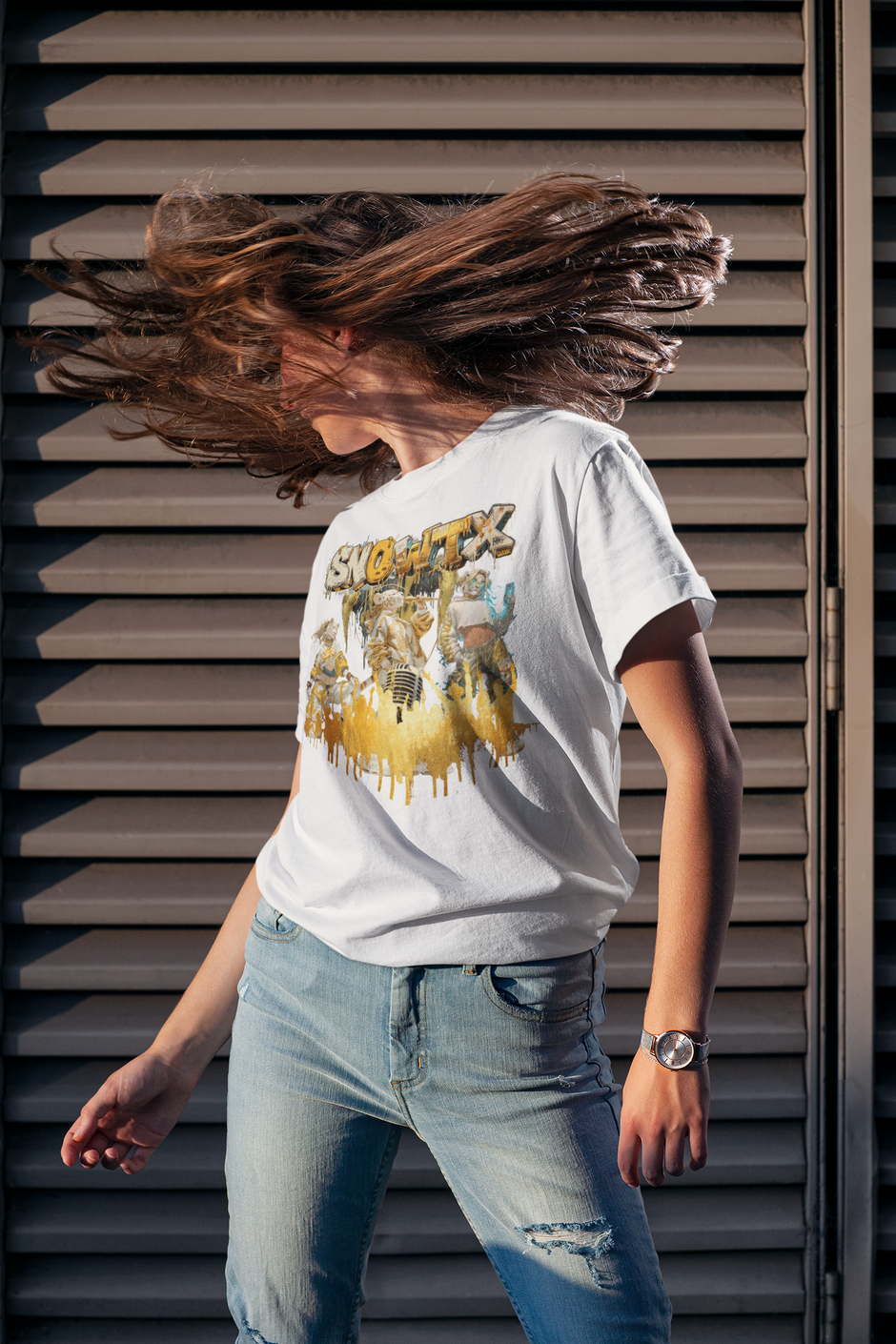 Streetwear T-Shirt „SNOWTX“ mit Musik und Show-Motiv