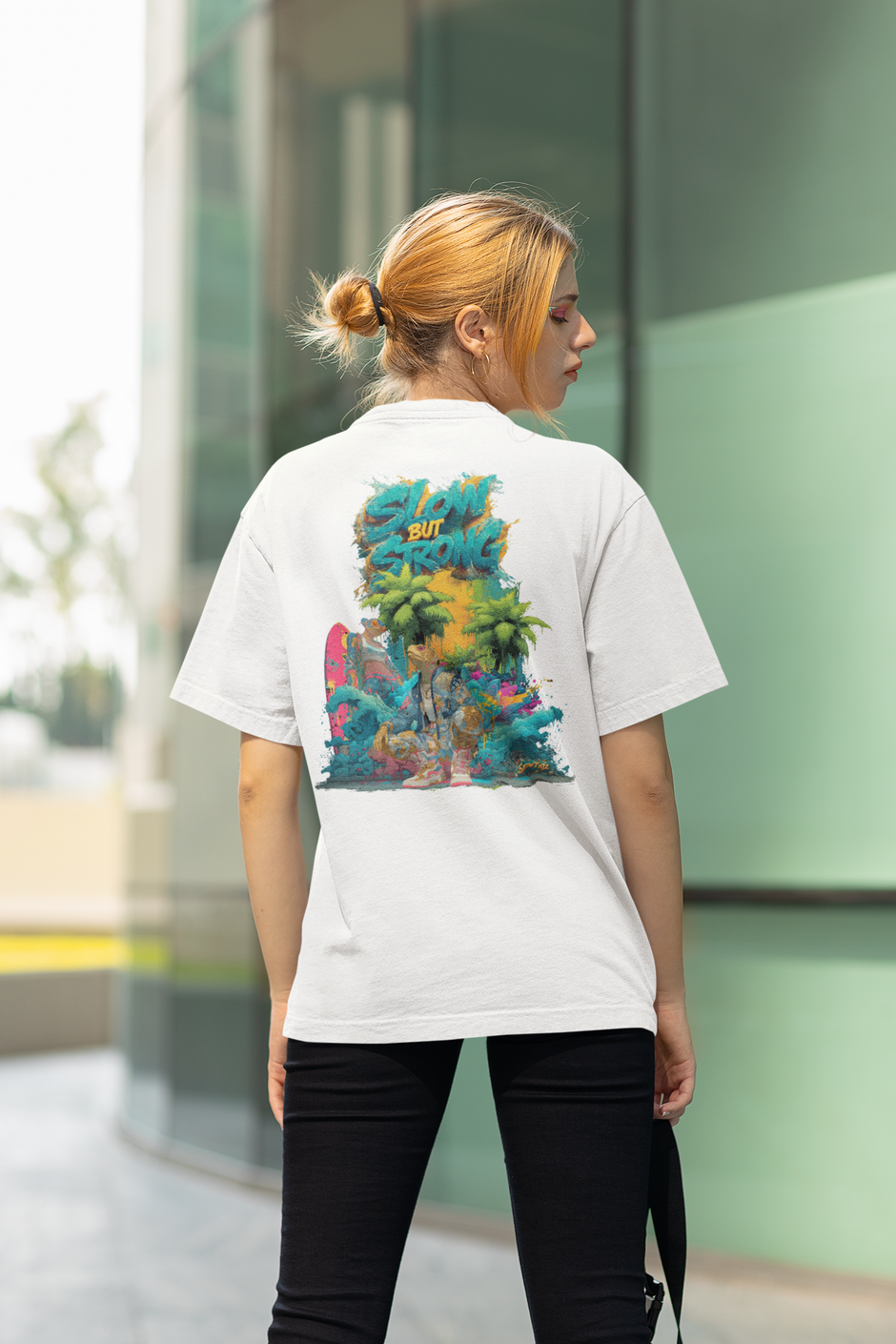 Damen Streetwear Shirt Slow but Strong Schildkröten-Design