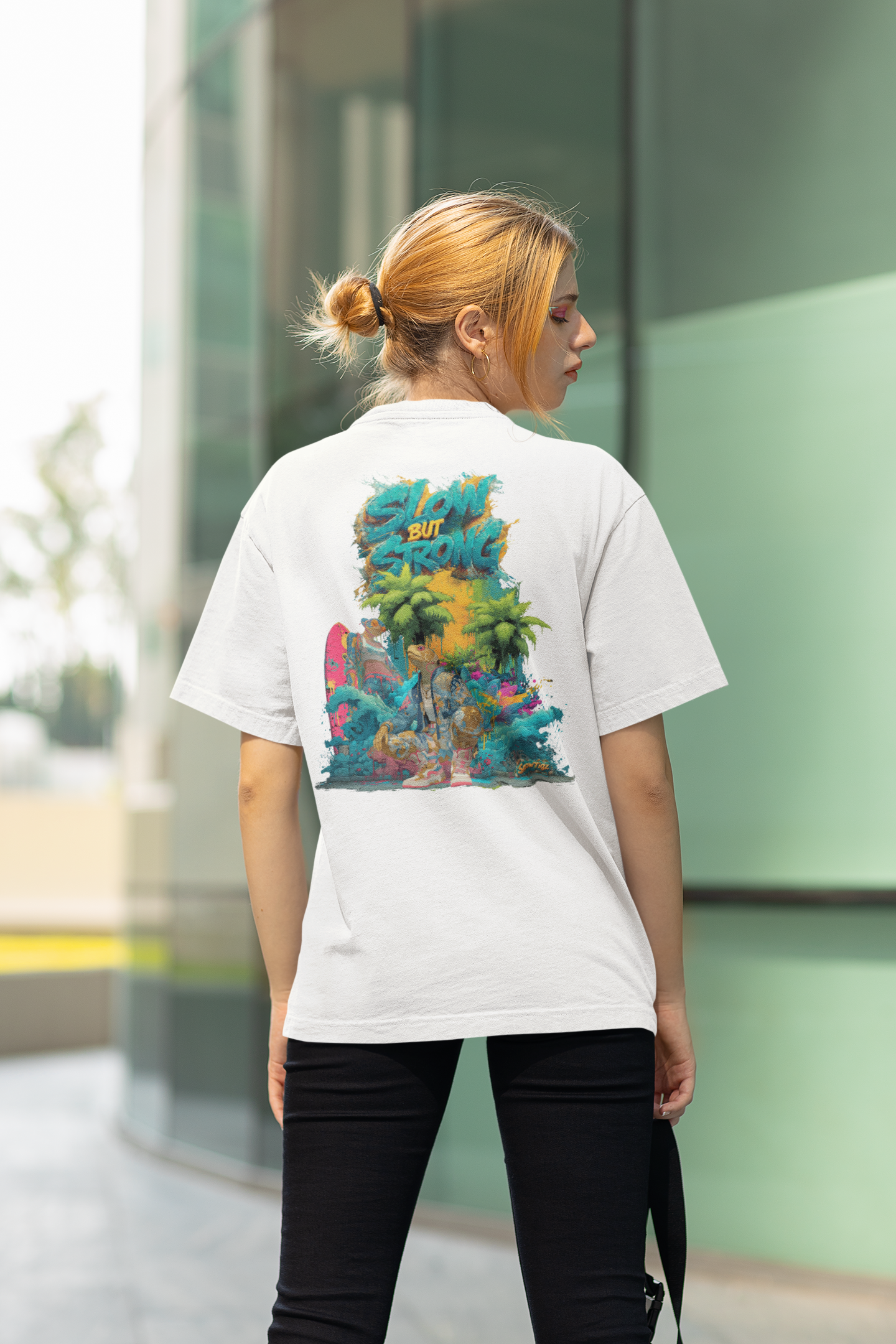 Damen Streetwear Shirt Slow but Strong Schildkröten-Design
