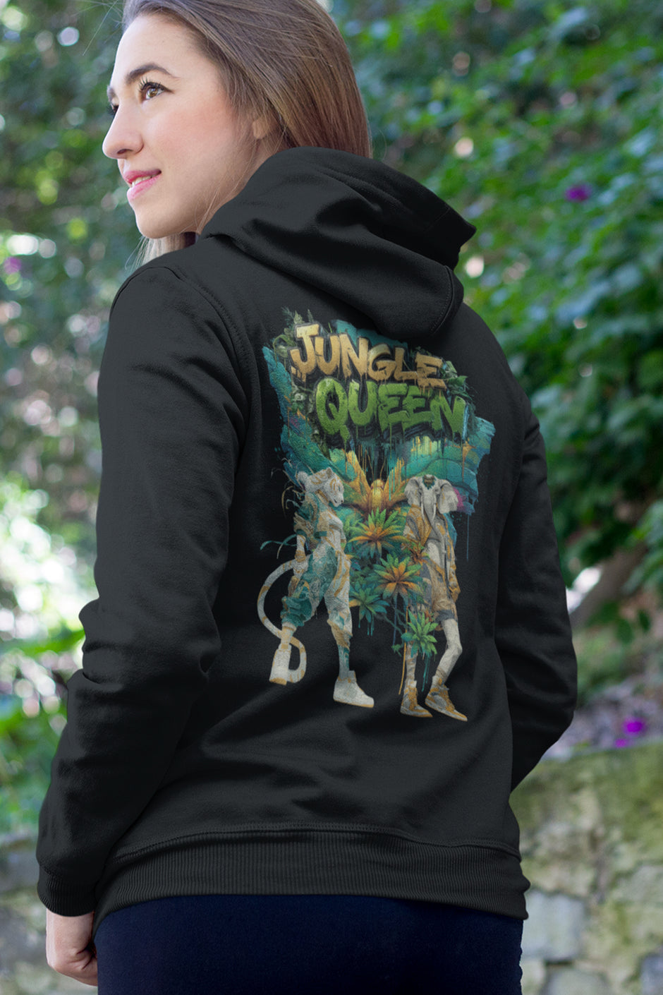 Damen Hoodie Snowtigz Jungle Queen mit tropischem Pflanzen-Print