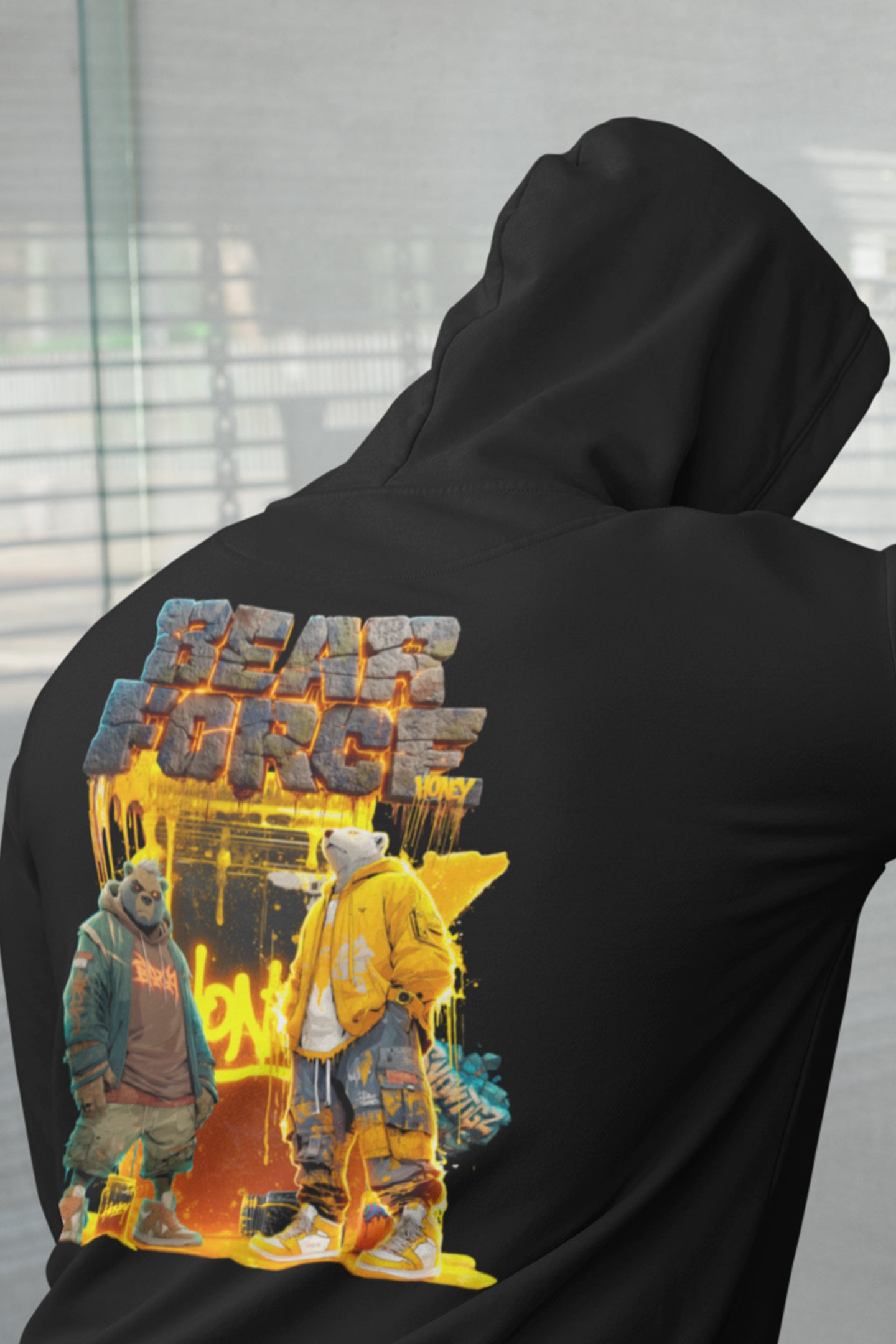 Urban Herren Hoodie Snowtigz Bear Force mit Honey Drip Design