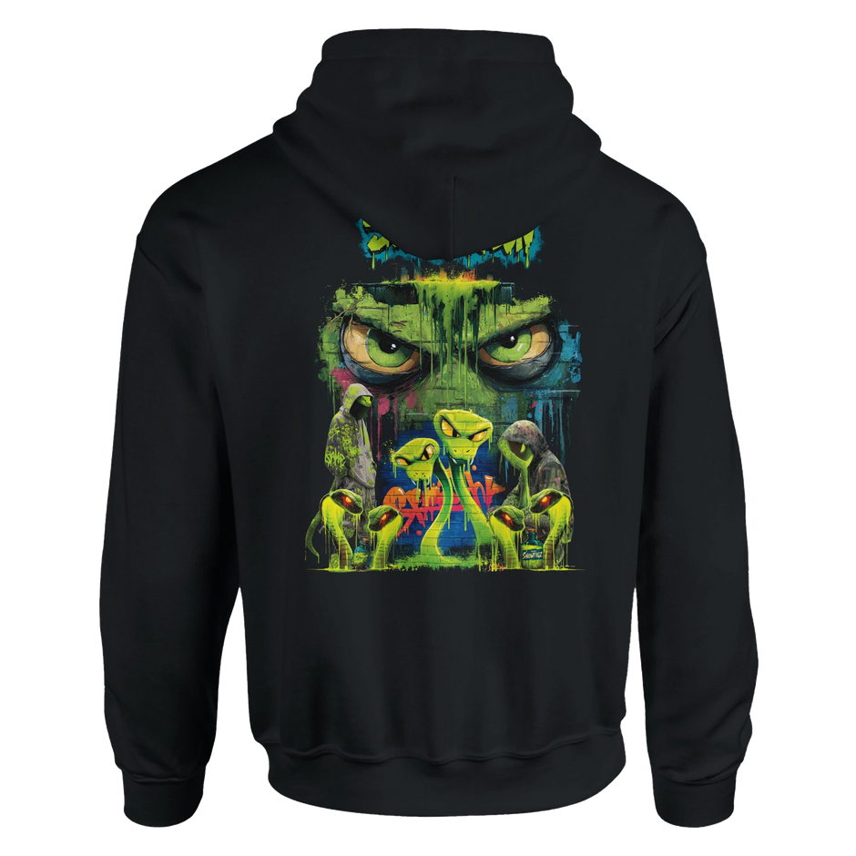 Wildlife Extended Hoodie mit giftgrünen Schlangen
