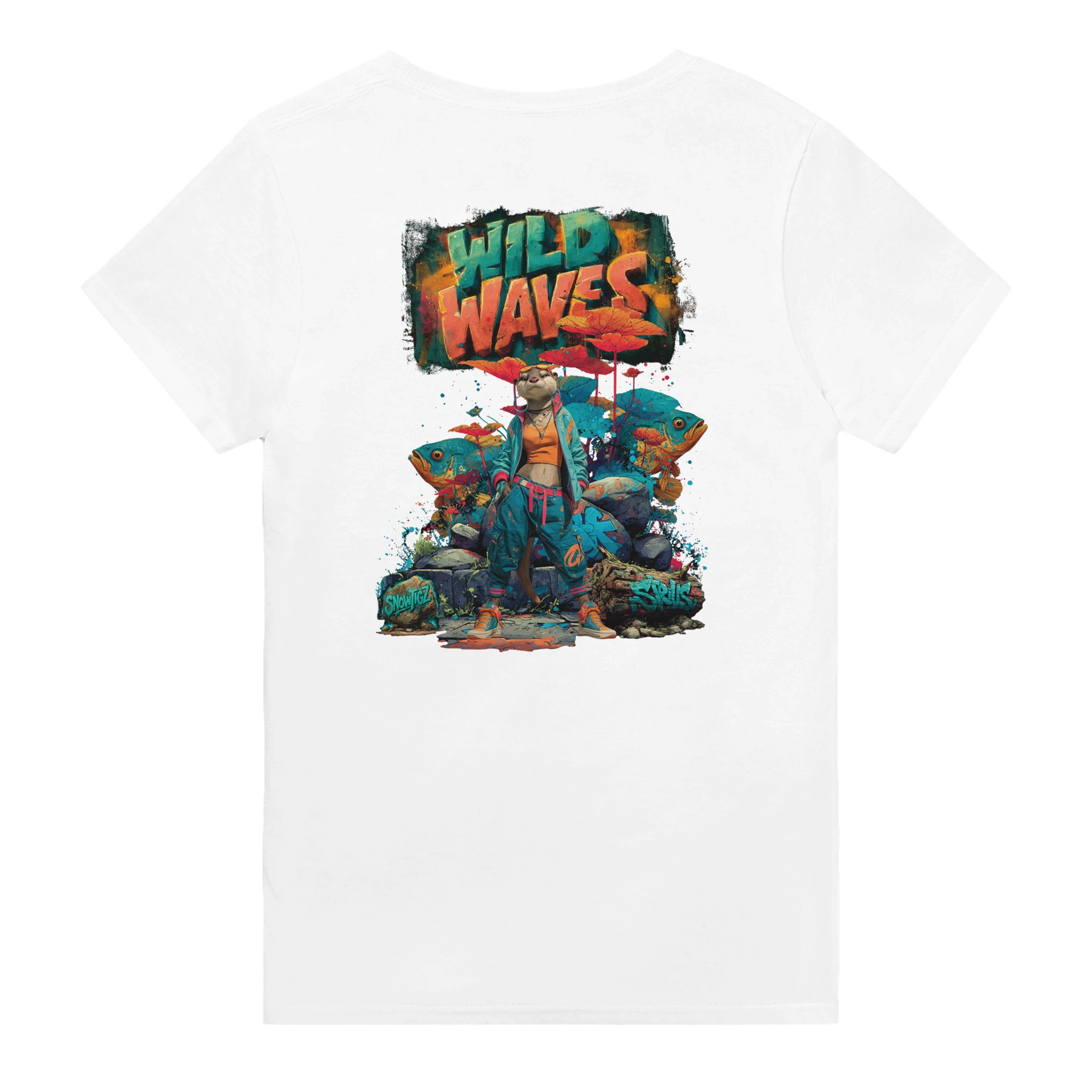 Wildlife Extended Shirt mit Otter und Fischen