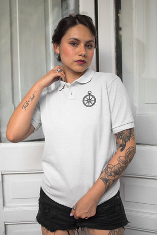 Damen Poloshirt Snowtigz mit Kompass-Stickerei auf der Vorderseite