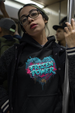 Damen Hoodie Snowtigz Frozen Power mit Eis Herz Frontprint