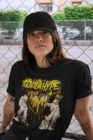Damen T-Shirt Snowtigz Golden Hype mit Frontprint Gold Drip