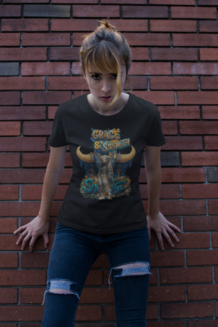 Snowtigz Damen T-Shirt Frontprint „Grace & Strength“