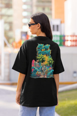 Damen T-Shirt Snowtigz Slow but Strong mit Schildkröten Backprint