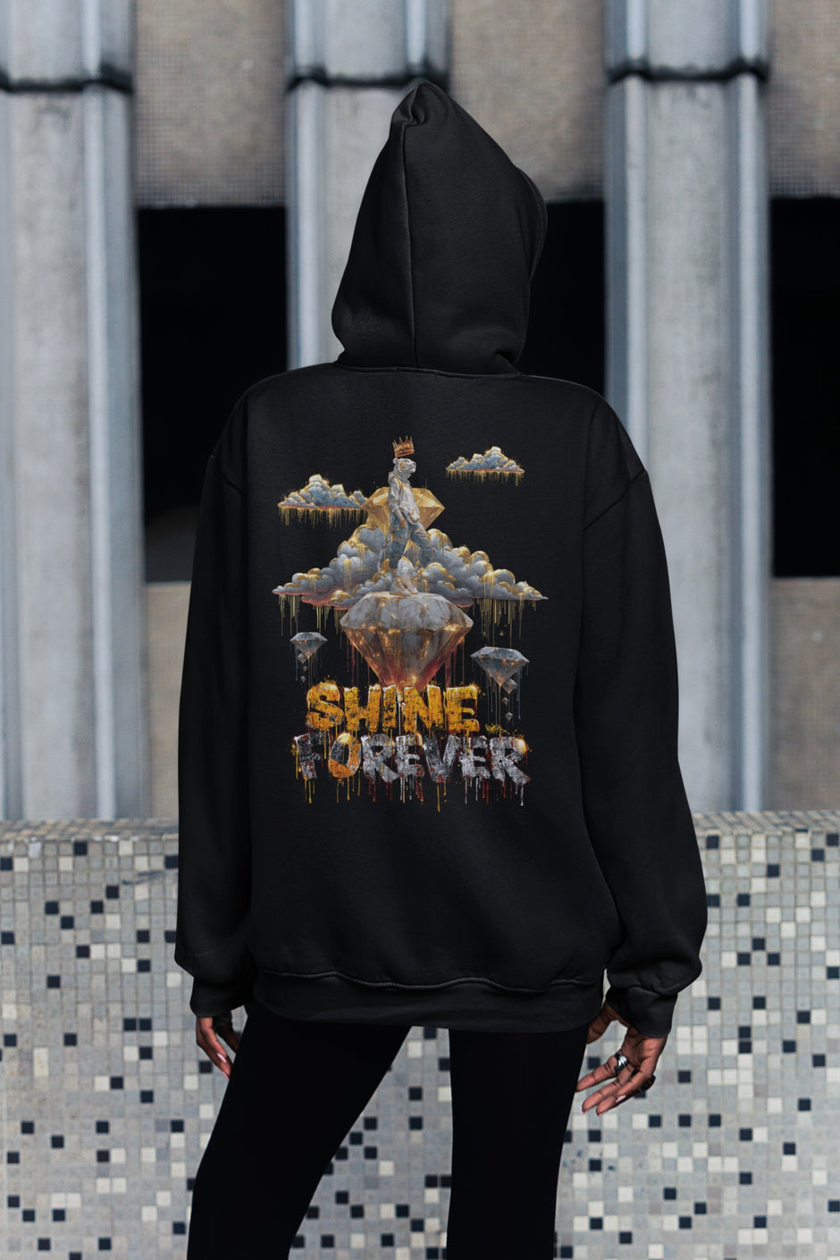 Snowtigz Damen Hoodie mit funkelndem Graffiti Backprint