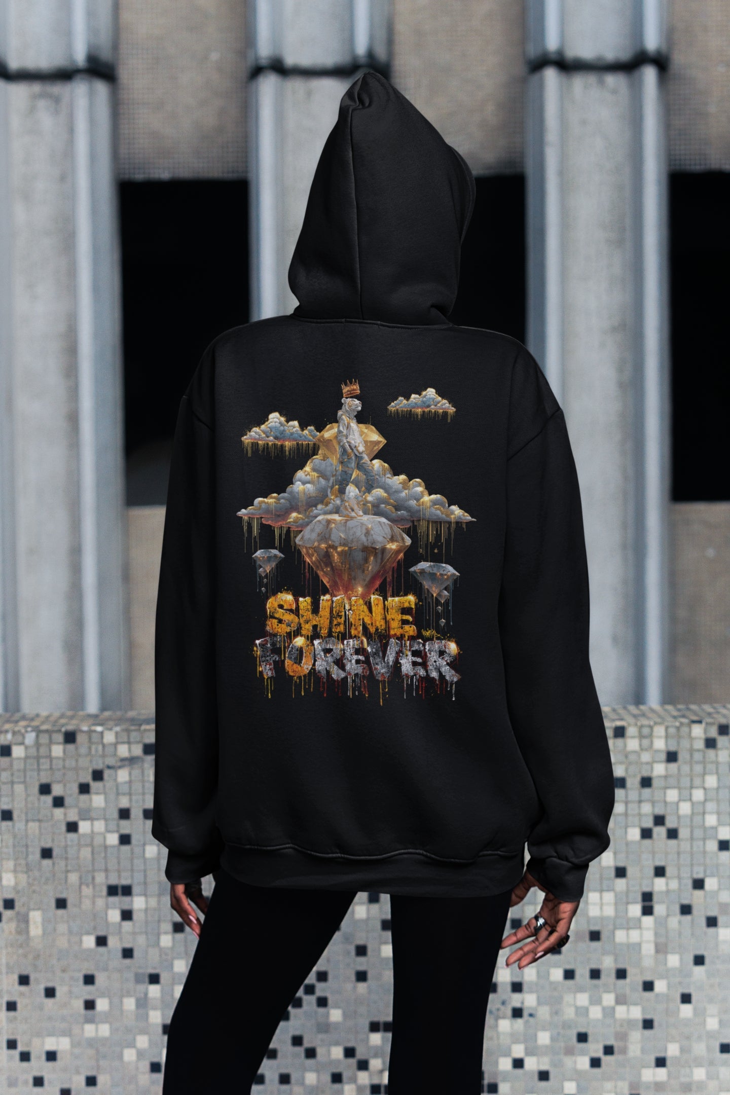Snowtigz Damen Hoodie mit funkelndem Graffiti Backprint