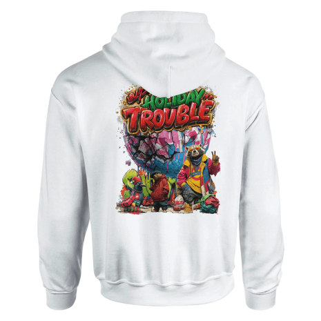 Urbaner Streetstyle Hoodie – Holiday Trouble Design mit frechen Weihnachtscharakteren