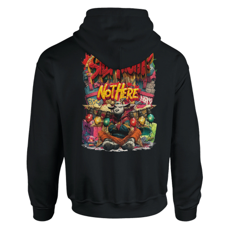 Urbaner Streetstyle Hoodie mit rebellischer Weihnachtsziege – Silent Night Not Here Design
