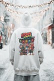 Snowtigz Urban XMAS Hoodie – weißer Tiger als Santa mit Weihnachtsbaum.